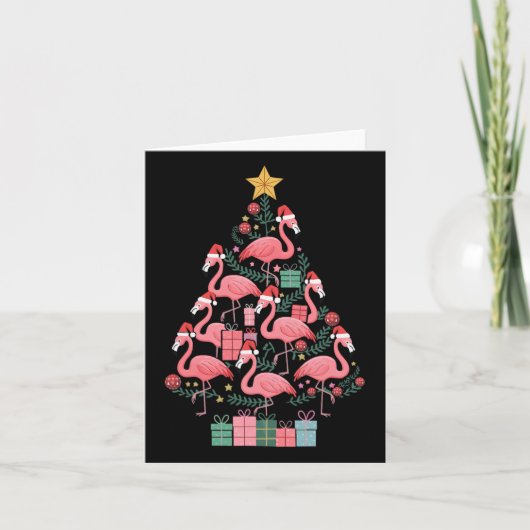 Flamingo Christmas Tree Karte (Vorderseite)
