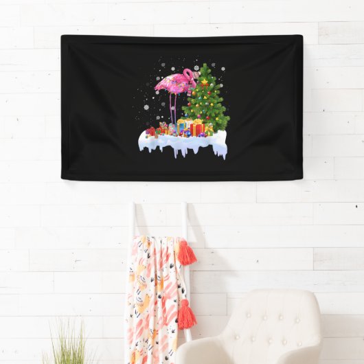 Flamingo Christmas Tree Lights Banner (Insitu)