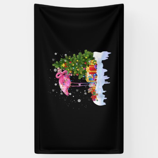 Flamingo Christmas Tree Lights Banner (Vertikal)
