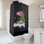 Flamingo Christmas Tree Lights Duschvorhang (Beispiel)