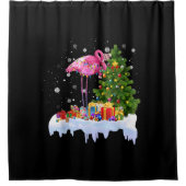 Flamingo Christmas Tree Lights Duschvorhang (Vorderseite)