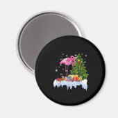 Flamingo Christmas Tree Lights Magnet (Vorderseite/Rückseite)