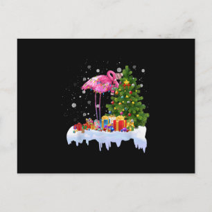 Flamingo Christmas Tree Lights Postkarte
