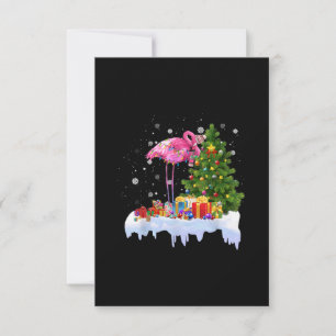 Flamingo Christmas Tree Lights RSVP Karte