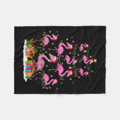 Flamingo Christmas Tree Lights Santa Hat Nk Flamin Fleecedecke (Vorderseite (Horizontal))