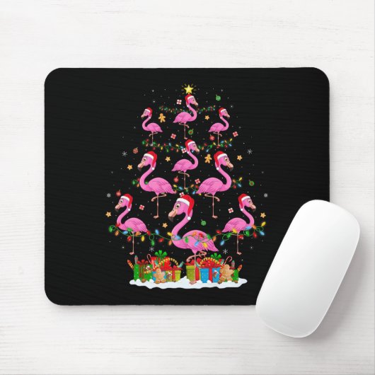 Flamingo Christmas Tree Lights Santa Hat Nk Flamin Mousepad (Mit Mouse)