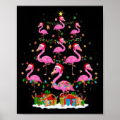 Flamingo Christmas Tree Lights Santa Hat Nk Flamin Poster (Vorne)