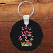 Flamingo Christmas Tree Lights Santa Hat Nk Flamin Schlüsselanhänger (Vorderseite)