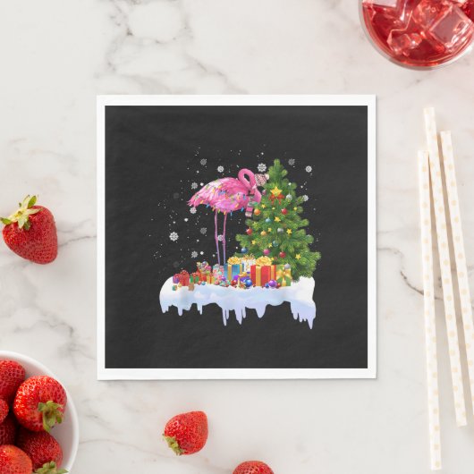 Flamingo Christmas Tree Lights Serviette (Beispiel)