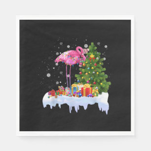 Flamingo Christmas Tree Lights Serviette