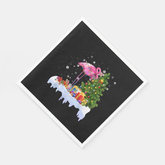 Flamingo Christmas Tree Lights Serviette (Ecke)