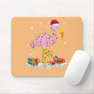 Flamingo Christmas Tree Lights T - Shirt X-Mas Orn Mousepad