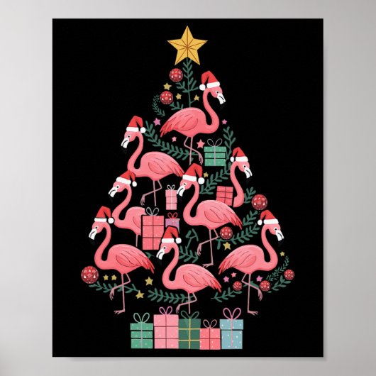 Flamingo Christmas Tree Poster (Vorne)