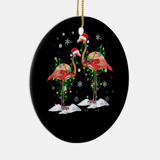 Flamingo Christmas Tree Santa Hat Light Merry Keramik Ornament (Rechts)