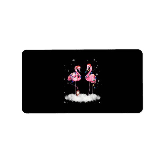 Flamingo Christmas Tree Weihnachtsmannmütze Light Adressaufkleber (Vorne)