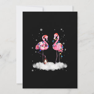 Flamingo Christmas Tree Weihnachtsmannmütze Light Einladung