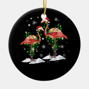 Flamingo Christmas Tree Weihnachtsmannmütze Light Keramik Ornament