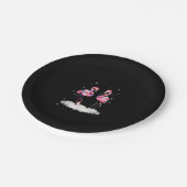 Flamingo Christmas Tree Weihnachtsmannmütze Light Pappteller (Schrägansicht)