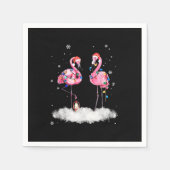 Flamingo Christmas Tree Weihnachtsmannmütze Light Serviette (Vorderseite)