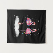 Flamingo Christmas Tree Weihnachtsmannmütze Light Wandteppich (Vorderseite (Horizontal))