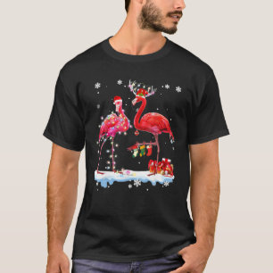 Flamingo Christmas Tree Weihnachtsmannmütze Xmas L T-Shirt