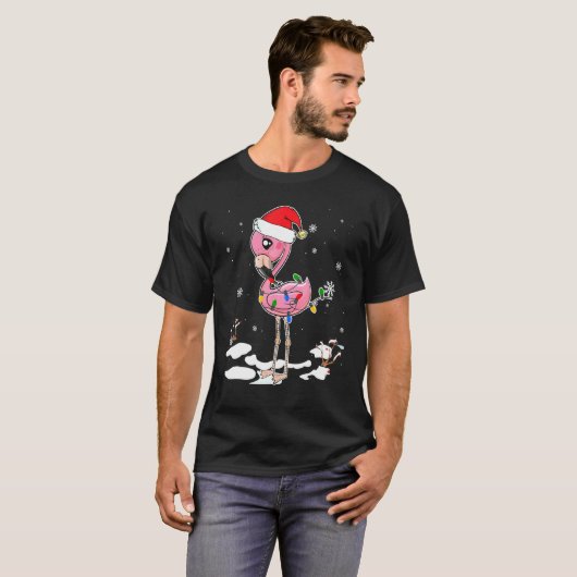 Flamingo Christmas Weihnachtsmannmütze Flamingo Li T-Shirt (Vorne ganz)