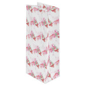 Flamingo Christmas Wine Geschenktasche Geschenktüte Für Weinflaschen (Vorderseite Schrägansicht)