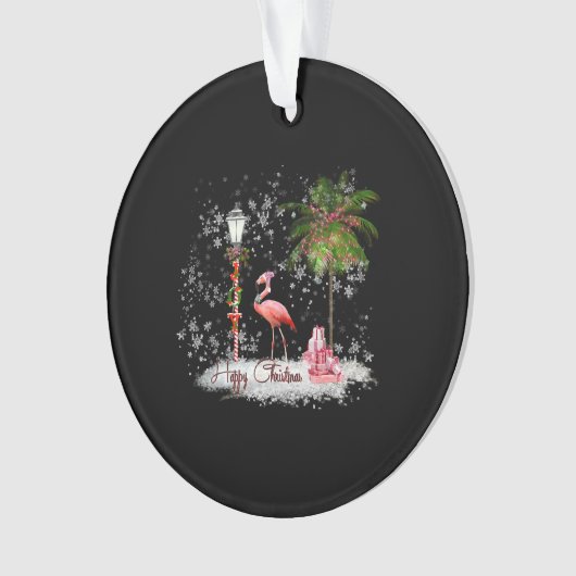 Flamingo Christmas wünscht Ornament (Vorderseite)