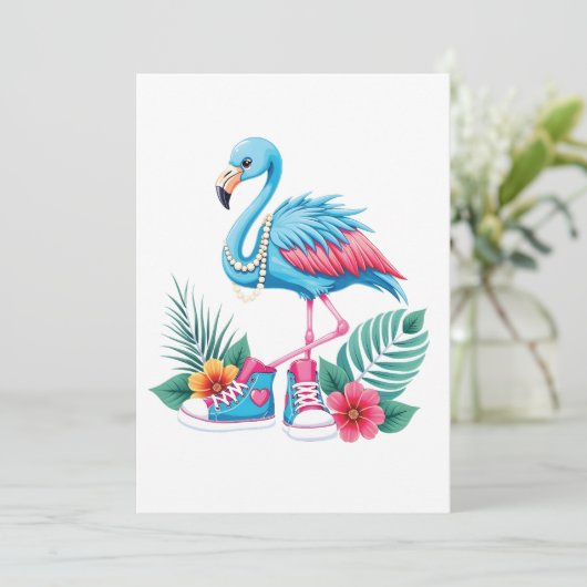 Flamingo Chucks and Pearls Comma La Harris 2024 Einladung (Stehend Vorderseite)