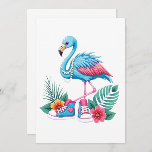 Flamingo Chucks and Pearls Comma La Harris 2024 Einladung (Vorne/Hinten)