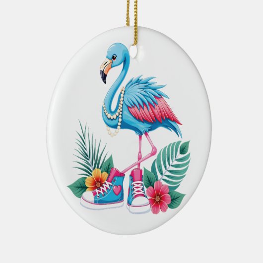 Flamingo Chucks and Pearls Comma La Harris 2024 Keramik Ornament (Rechts)