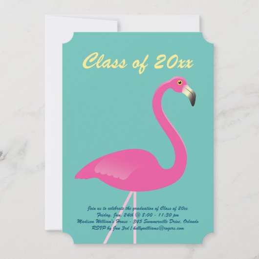 Flamingo Class of 2019 Abschluss - Türkis Einladung (Vorderseite)