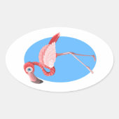 Flamingo Clip Art Ovaler Aufkleber (Vorderseite)