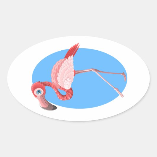 Flamingo Clip Art Ovaler Aufkleber (Vorderseite)