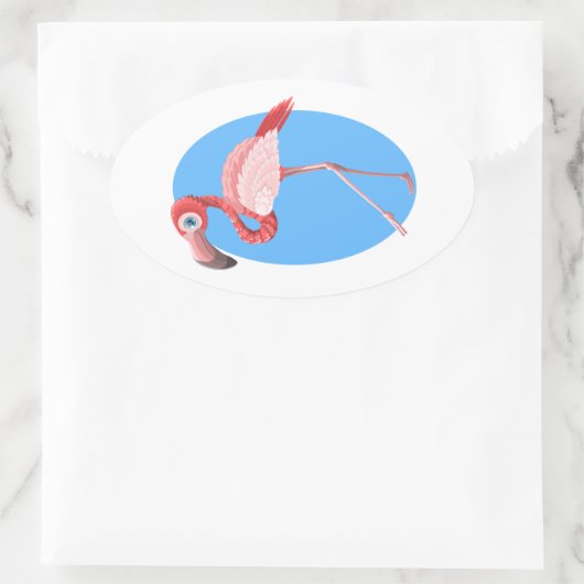 Flamingo Clip Art Ovaler Aufkleber (Tasche)