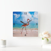 Flamingo Clock Quadratische Wanduhr (Zuhause)