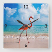 Flamingo Clock Quadratische Wanduhr (Vorderseite)