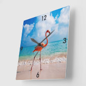 Flamingo Clock Quadratische Wanduhr (Winkel)