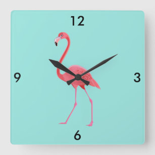 Flamingo Clock Quadratische Wanduhr