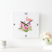 Flamingo Clock Quadratische Wanduhr (Zuhause)