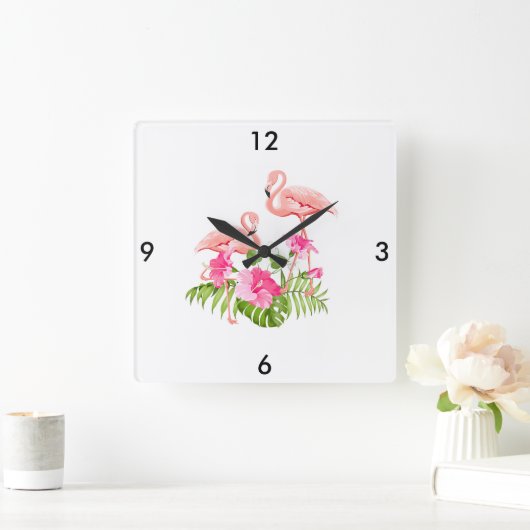Flamingo Clock Quadratische Wanduhr (Zuhause)