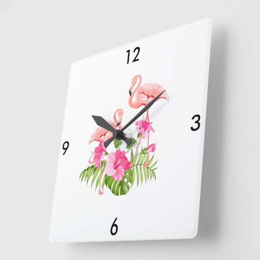 Flamingo Clock Quadratische Wanduhr (Winkel)
