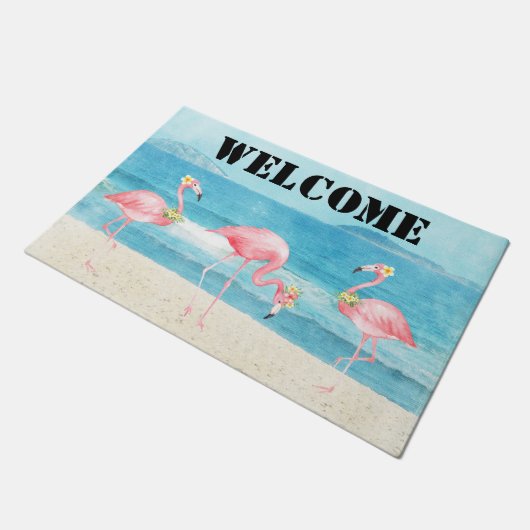Flamingo Coastal Door Mat Fußmatte (Schrägansicht)