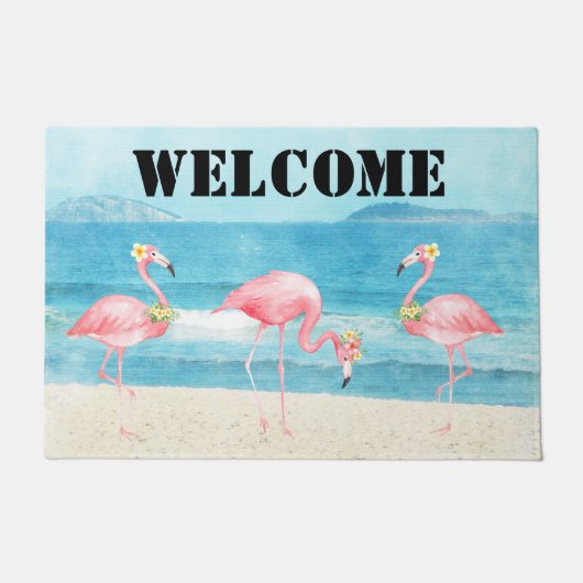 Flamingo Coastal Door Mat Fußmatte (Vorderseite)