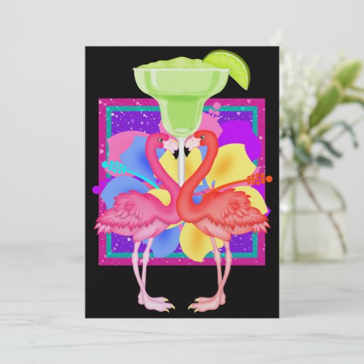 Flamingo Cocktail - SRF Einladung (Stehend Vorderseite)