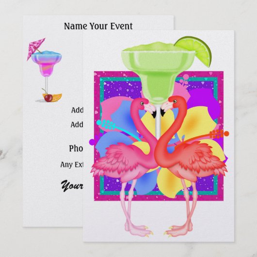 Flamingo Cocktail - SRF Einladung (Vorne/Hinten)