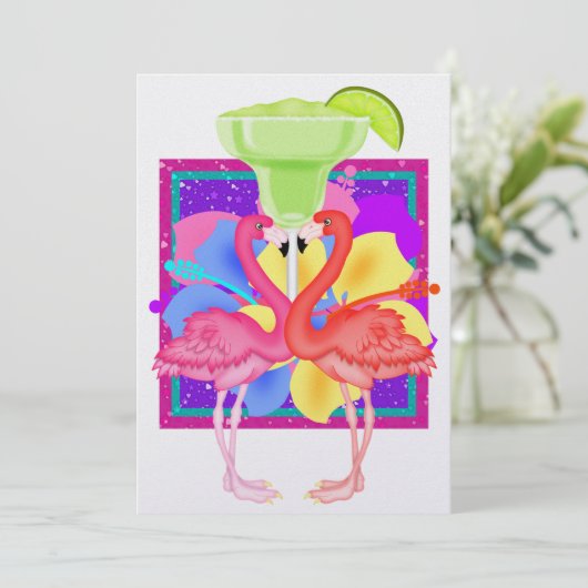 Flamingo Cocktail - SRF Einladung (Stehend Vorderseite)