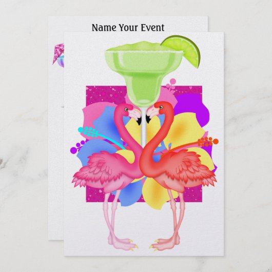 Flamingo Cocktail - SRF Einladung (Vorne/Hinten)