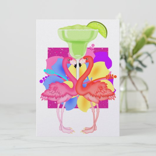 Flamingo Cocktail - SRF Einladung (Stehend Vorderseite)