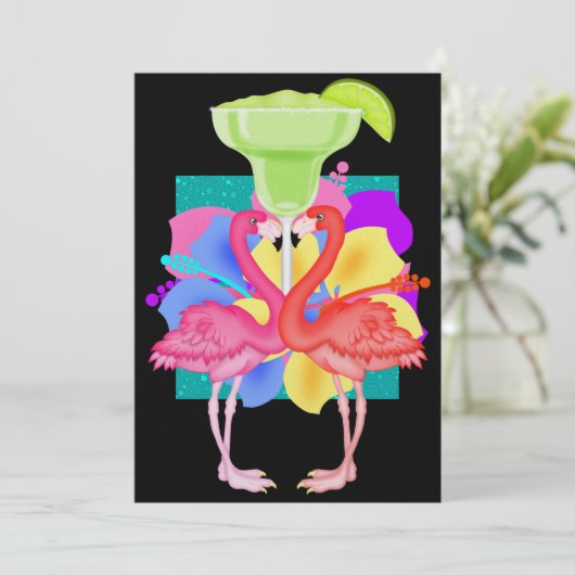 Flamingo Cocktail - SRF Einladung (Stehend Vorderseite)